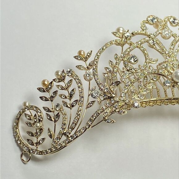 Homa Bridal 250 Crystal Gold Bridal Tiara Headpiece Hair Jewelry Wedding main image 7
